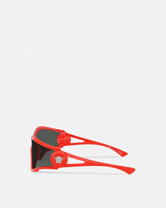 Versace Medusa Medallion Shield Sunglasses Red WomenMen Sunglasses