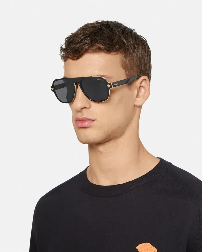 Versace Medusa Retro Charm Sunglasses Black Men Sunglasses