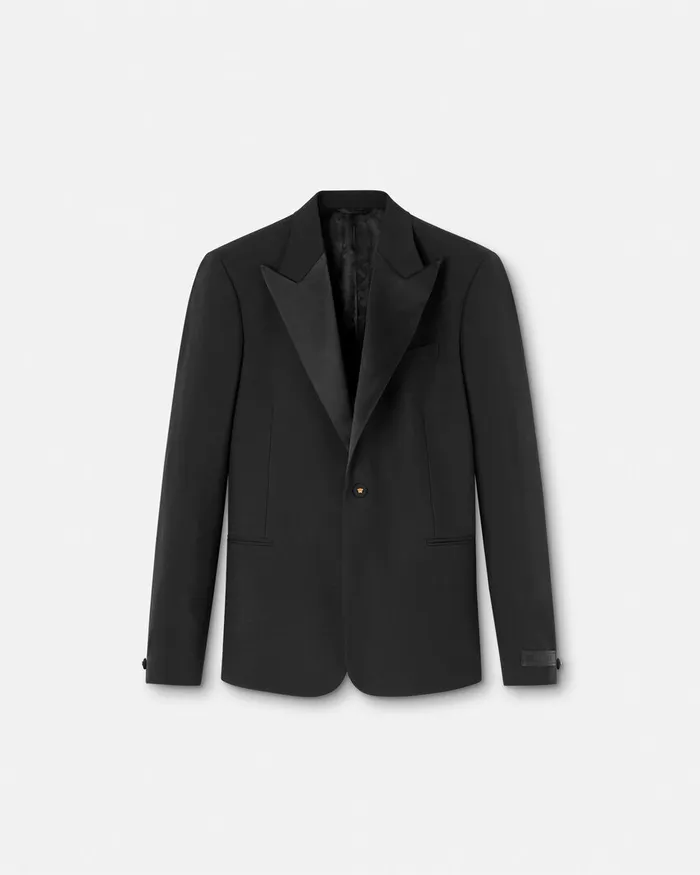 Versace MohairBlend SingleBreasted Blazer Black Men Blazers and Suits