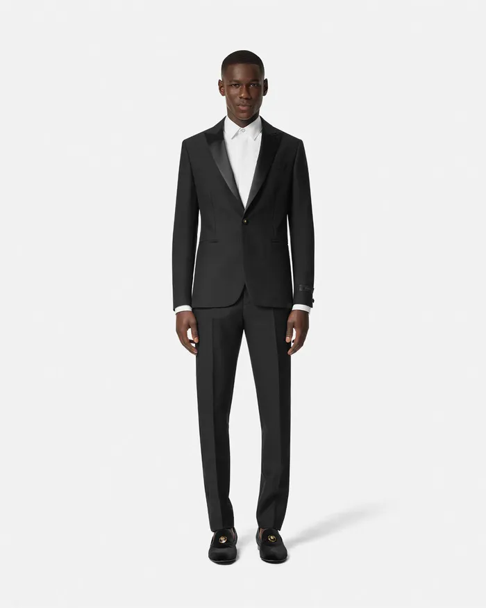 Versace MohairBlend SingleBreasted Blazer Black Men Blazers and Suits