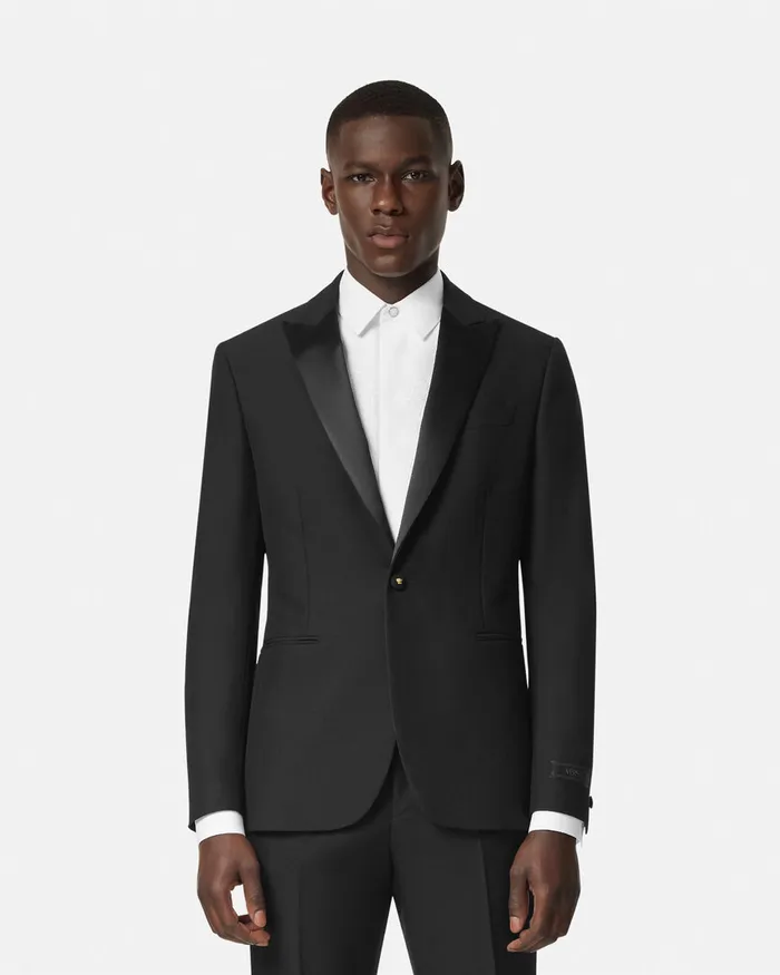 Versace MohairBlend SingleBreasted Blazer Black Men Blazers and Suits