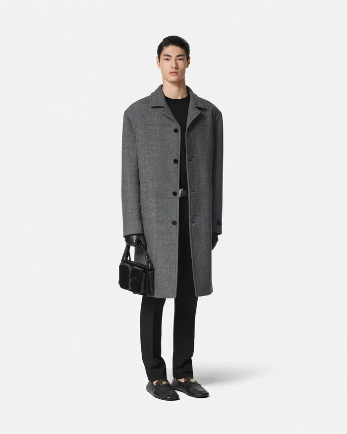 Versace Moulin Wool Coat Gray Men Jackets and Coats