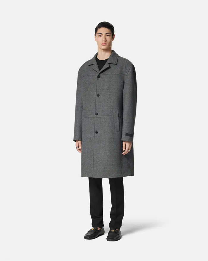 Versace Moulin Wool Coat Gray Men Jackets and Coats