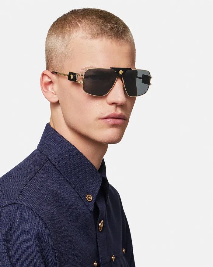 Versace Navigator Sunglasses Blackgold Men Sunglasses