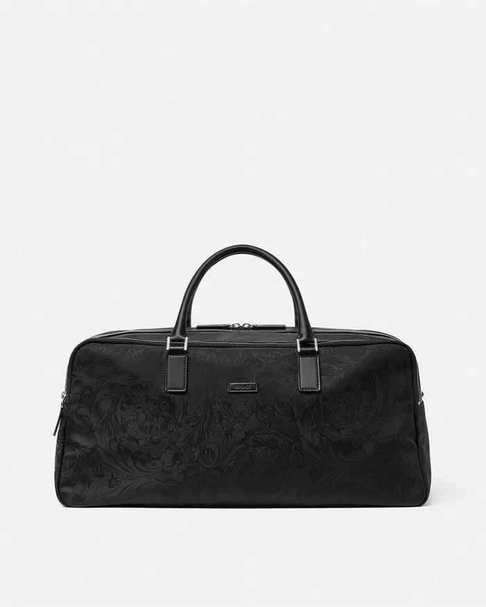 Versace Neo Nylon Jacquard Duffel Bag Black Men Totes