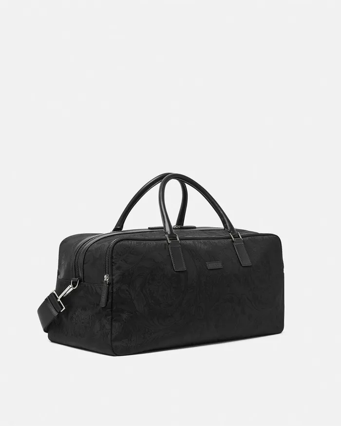 Versace Neo Nylon Jacquard Duffel Bag Black Men Totes