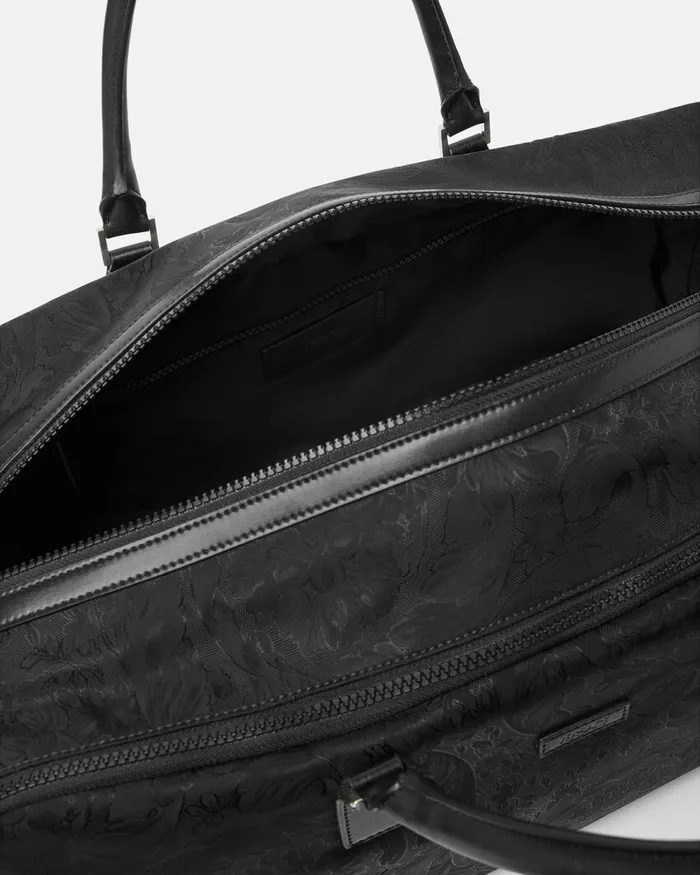 Versace Neo Nylon Jacquard Duffel Bag Black Men Totes