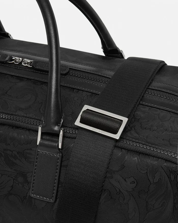 Versace Neo Nylon Jacquard Duffel Bag Black Men Totes