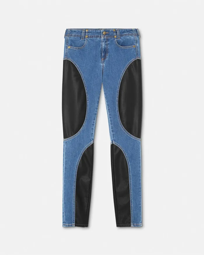 Versace Paneled Skinny Jeans Blue Women Jeans Couture