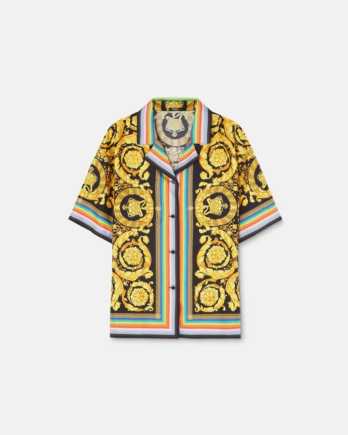 Versace Pride Barocco Silk Shirt Blackprint Women Shirts and Tops
