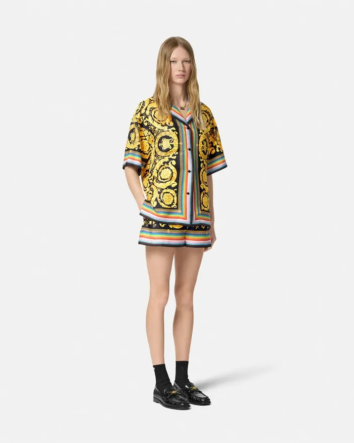 Versace Pride Barocco Silk Shirt Blackprint Women Shirts and Tops