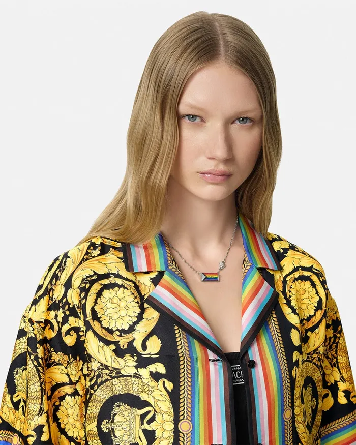 Versace Pride Barocco Silk Shirt Blackprint Women Shirts and Tops