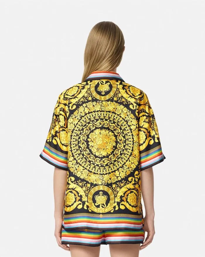 Versace Pride Barocco Silk Shirt Blackprint Women Shirts and Tops