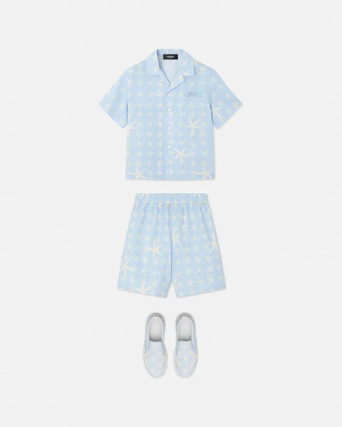 Versace Stella Marina Bermuda Shorts Light Blue Kids Pants