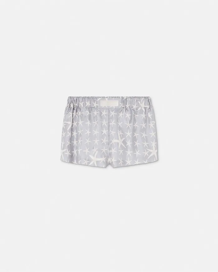 Versace Stella Marina Silk Boxer Shorts Gray Women Pants and Shorts