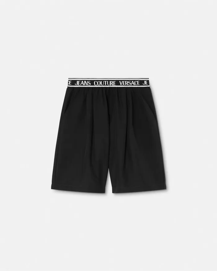 Versace Technical Logo Shorts Blackprint Men Jeans Couture