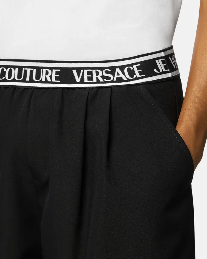 Versace Technical Logo Shorts Blackprint Men Jeans Couture