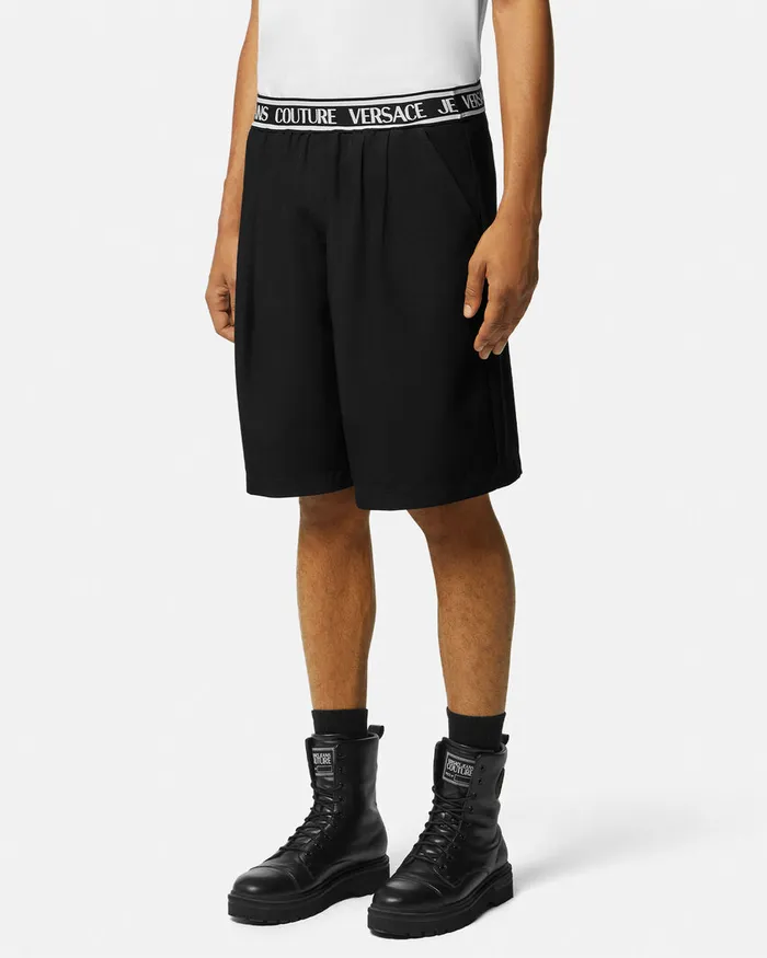 Versace Technical Logo Shorts Blackprint Men Jeans Couture