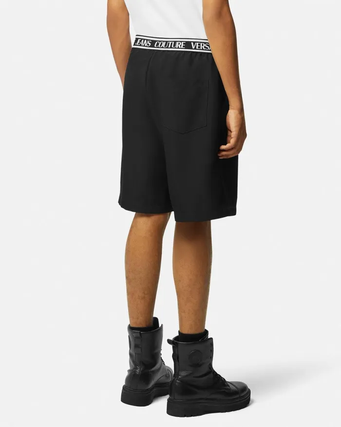Versace Technical Logo Shorts Blackprint Men Jeans Couture