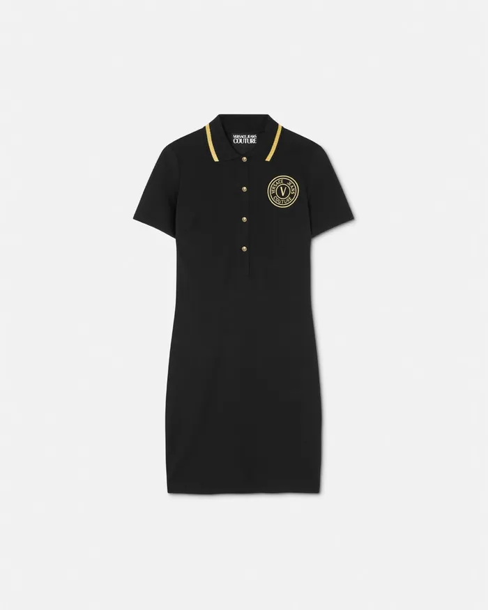 Versace VEmblem Midi Polo Dress Blackgold Women Jeans Couture