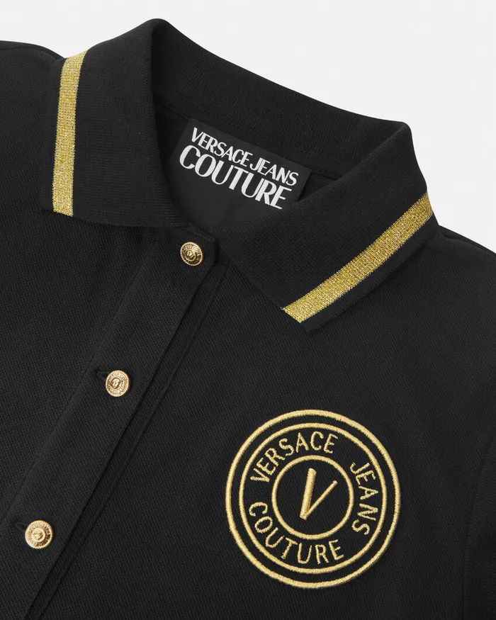 Versace VEmblem Midi Polo Dress Blackgold Women Jeans Couture