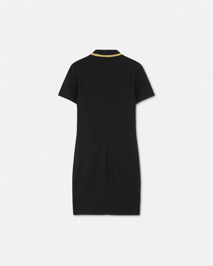 Versace VEmblem Midi Polo Dress Blackgold Women Jeans Couture