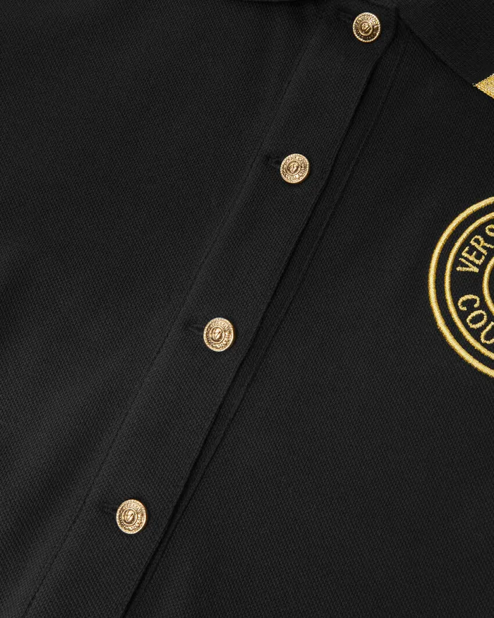 Versace VEmblem Midi Polo Dress Blackgold Women Jeans Couture