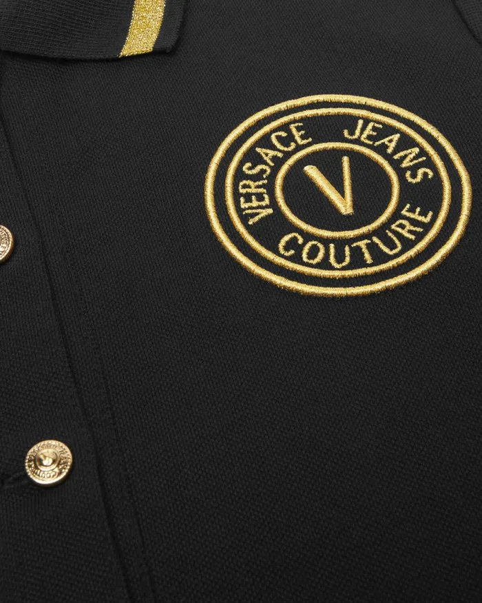 Versace VEmblem Midi Polo Dress Blackgold Women Jeans Couture