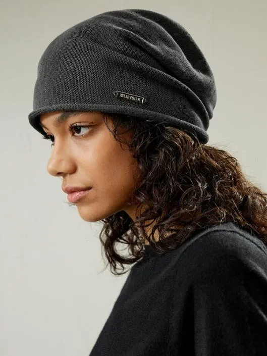 Versatile Metal Logo Silk Beanie Women Belts Lilysilk Hats