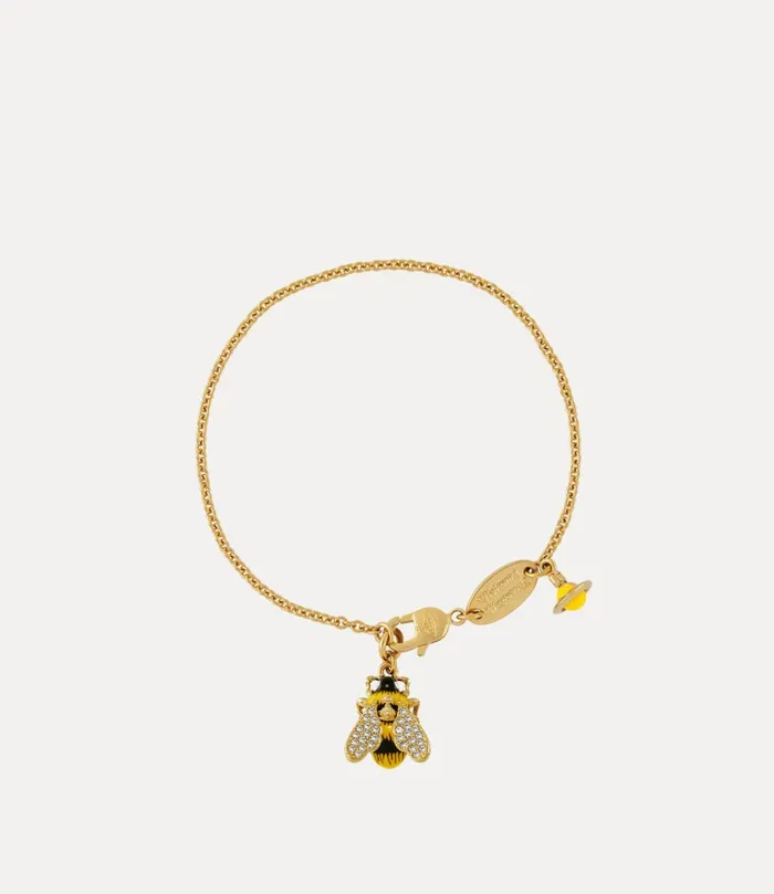 Vivienne Westwood Bracelets Women Bumble Bee Bracelet Gold White Crystal Black Yellow Enamel