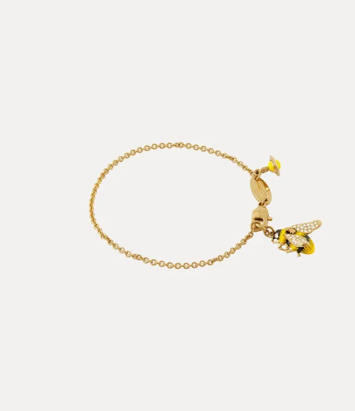 Vivienne Westwood Bracelets Women Bumble Bee Bracelet Gold White Crystal Black Yellow Enamel