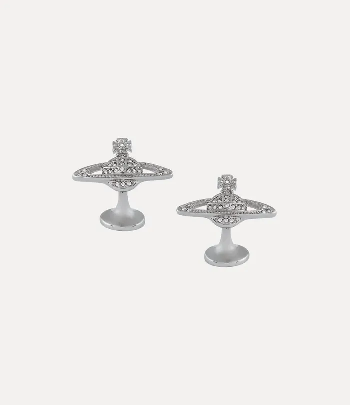 Vivienne Westwood Cufflinks And Pins Men Mini Bas Relief Cufflinks Platinum Crystal Crystal