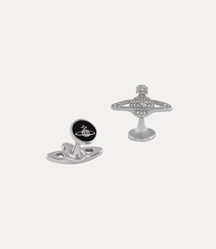 Vivienne Westwood Cufflinks And Pins Men Mini Bas Relief Cufflinks Platinum Crystal Crystal