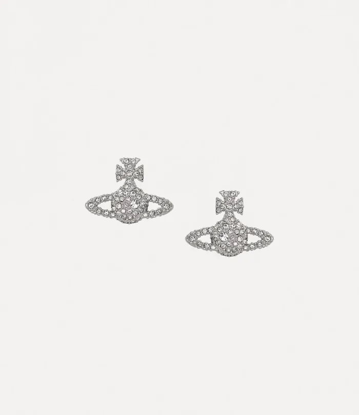 Vivienne Westwood Earrings Women Grace Bas Relief Stud Earrings Platinum Crystal Crystal Vivienne Westwood Earrings Women Grace Bas Relief Stud Earrings Platinum Crystal Crystal