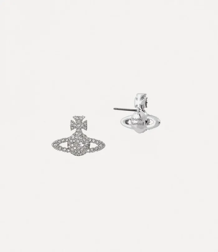 Vivienne Westwood Earrings Women Grace Bas Relief Stud Earrings Platinum Crystal Crystal