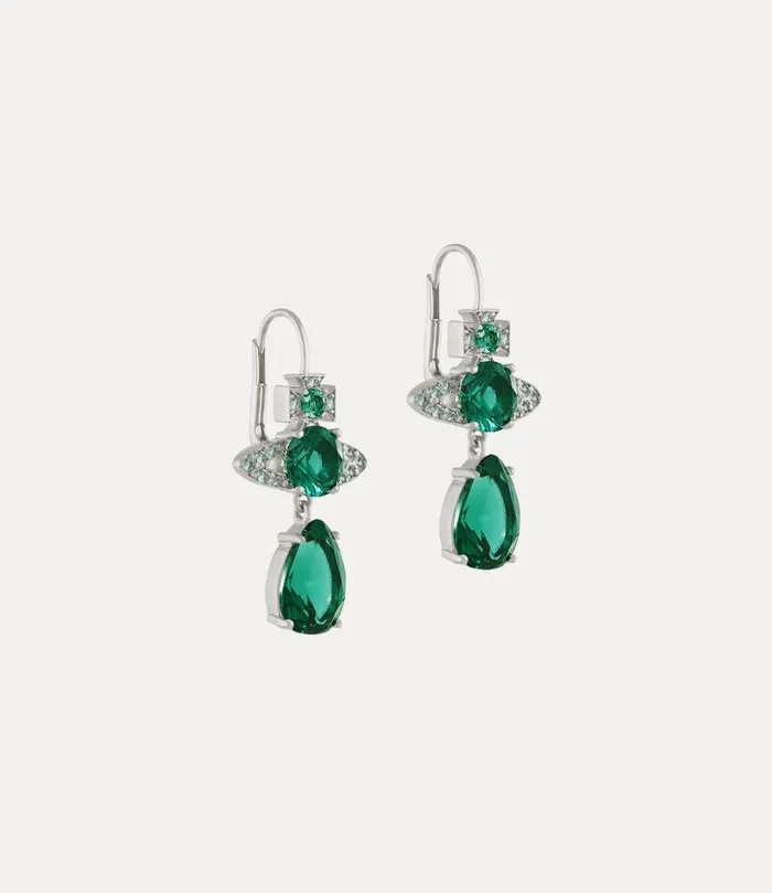 Vivienne Westwood Earrings Women Ismene Drop Earrings Platinum Green Cz