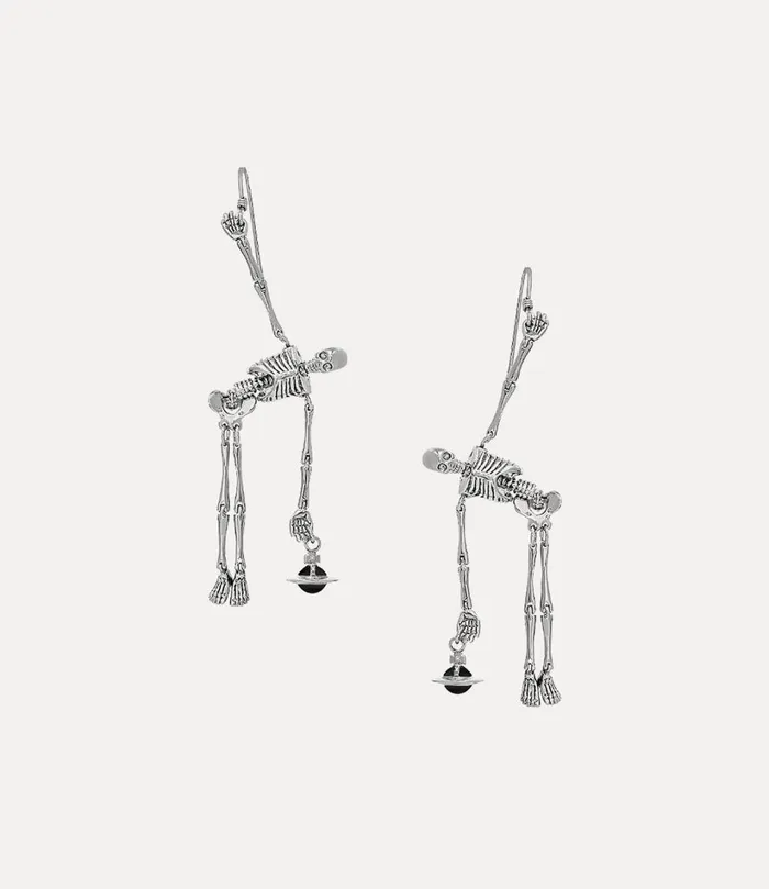 Vivienne Westwood Earrings Women Skeleton Earrings Palladium Black