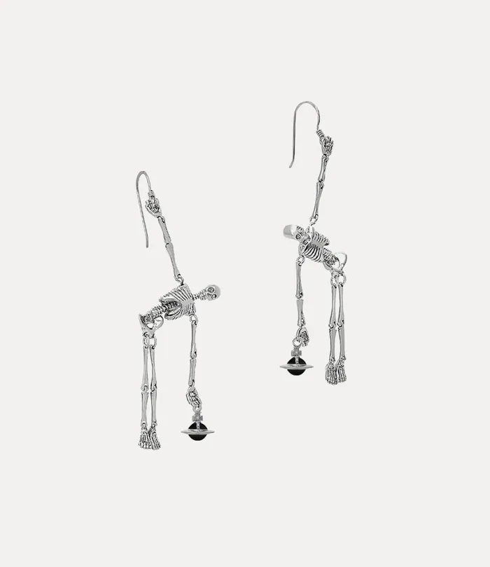 Vivienne Westwood Earrings Women Skeleton Earrings Palladium Black