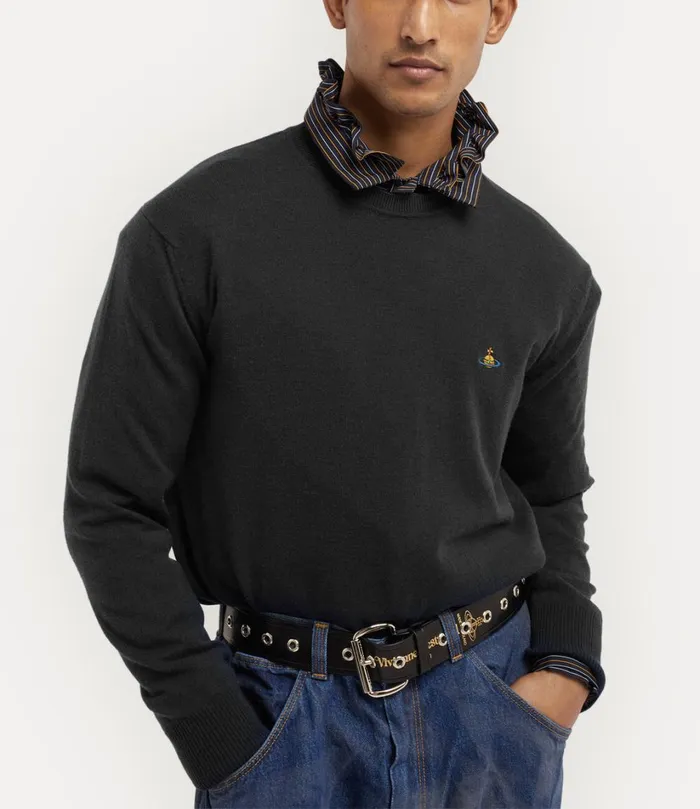 Vivienne Westwood Knitwear And Sweatshirts Men Alex Round Neck Sweater Black