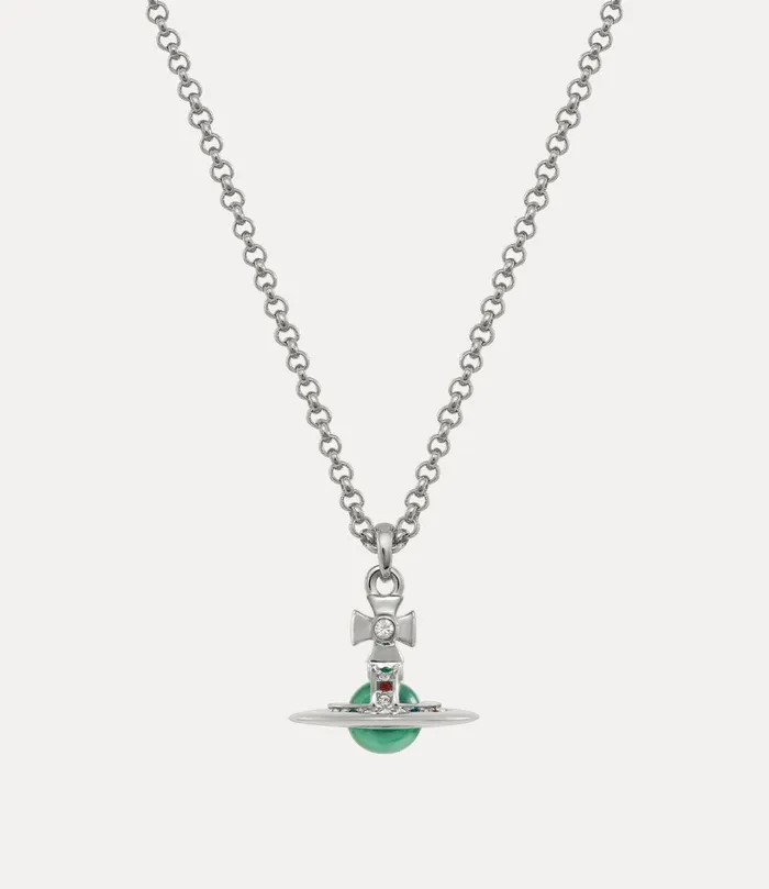 Vivienne Westwood Necklaces MenWomen New Petite Orb Pendant Necklace Platinummint Greenmulti Vivienne Westwood Necklaces MenWomen New Petite Orb Pendant Necklace Platinummint Greenmulti