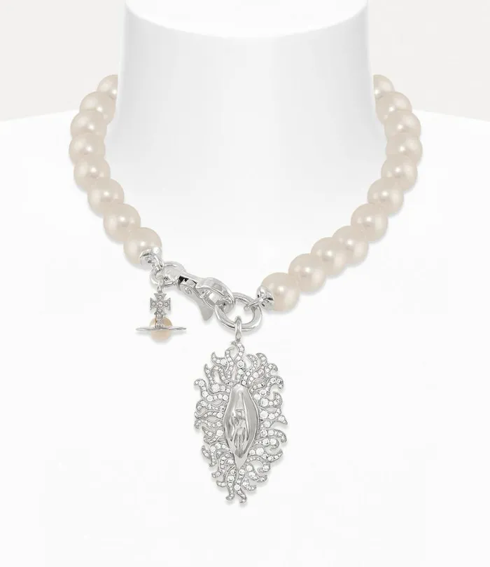 Vivienne Westwood Necklaces Women Calista Pearl Necklace Platinum White Cz Creamrose Pearl Vivienne Westwood Necklaces Women Calista Pearl Necklace Platinum White Cz Creamrose Pearl