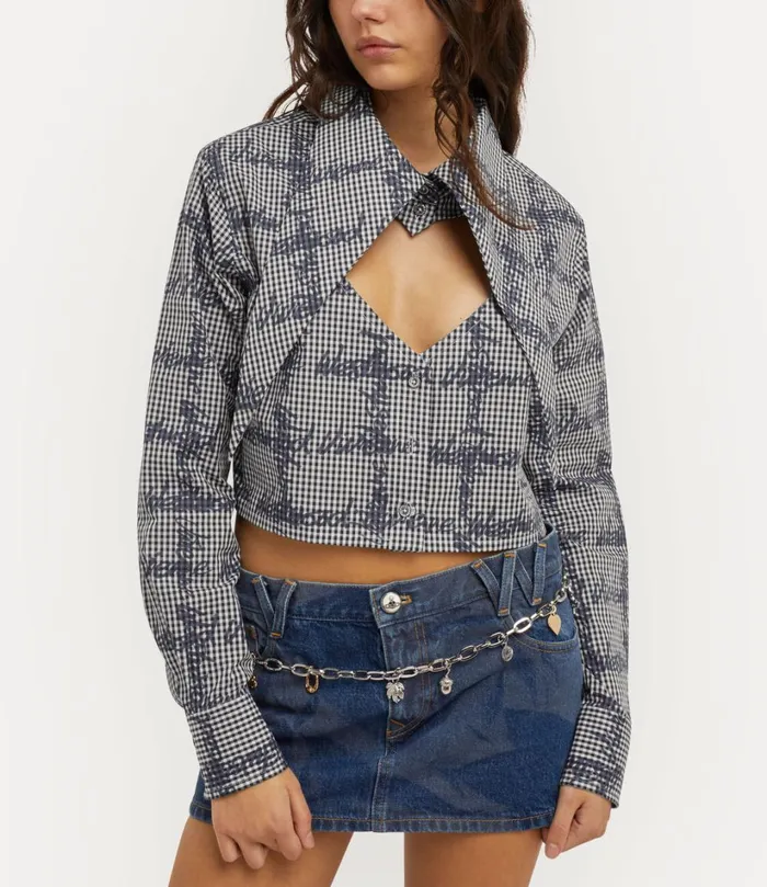 Vivienne Westwood Tops And Shirts Women CutOff Heart Shirt Ginghamvw Black
