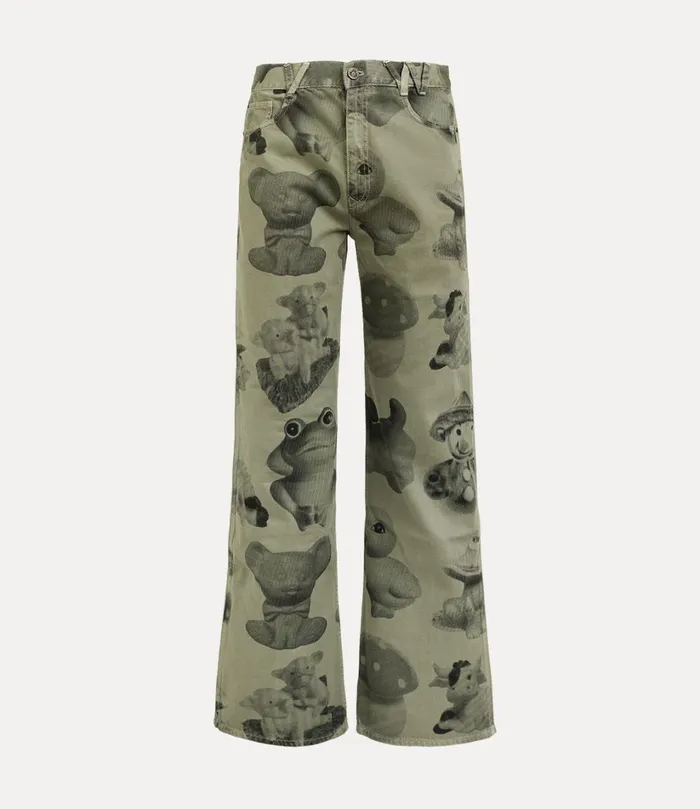 Vivienne Westwood Trousers And Shorts Men Raymond Jeans Green Dyed Figurine