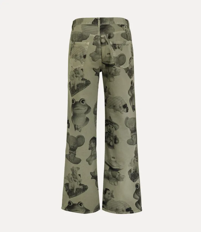 Vivienne Westwood Trousers And Shorts Men Raymond Jeans Green Dyed Figurine