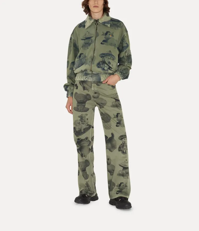 Vivienne Westwood Trousers And Shorts Men Raymond Jeans Green Dyed Figurine