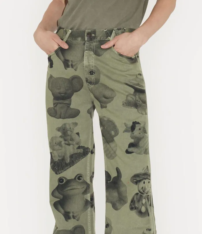Vivienne Westwood Trousers And Shorts Men Raymond Jeans Green Dyed Figurine
