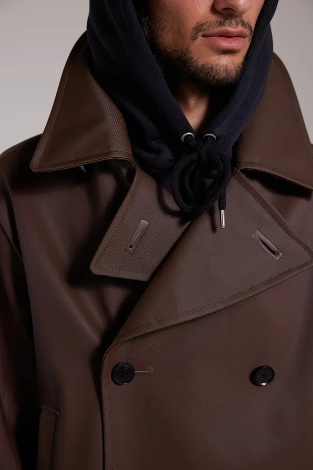 Winter Coats Men Stutterheim Tranholmen Double Breasted Raincoat Dark Brown