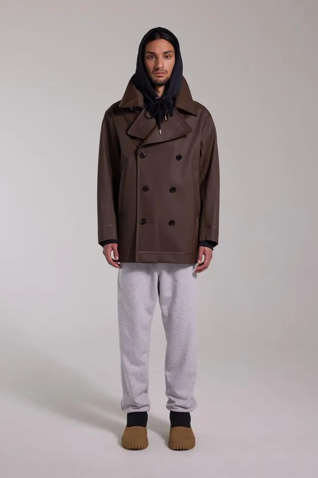 Winter Coats Men Stutterheim Tranholmen Double Breasted Raincoat Dark Brown