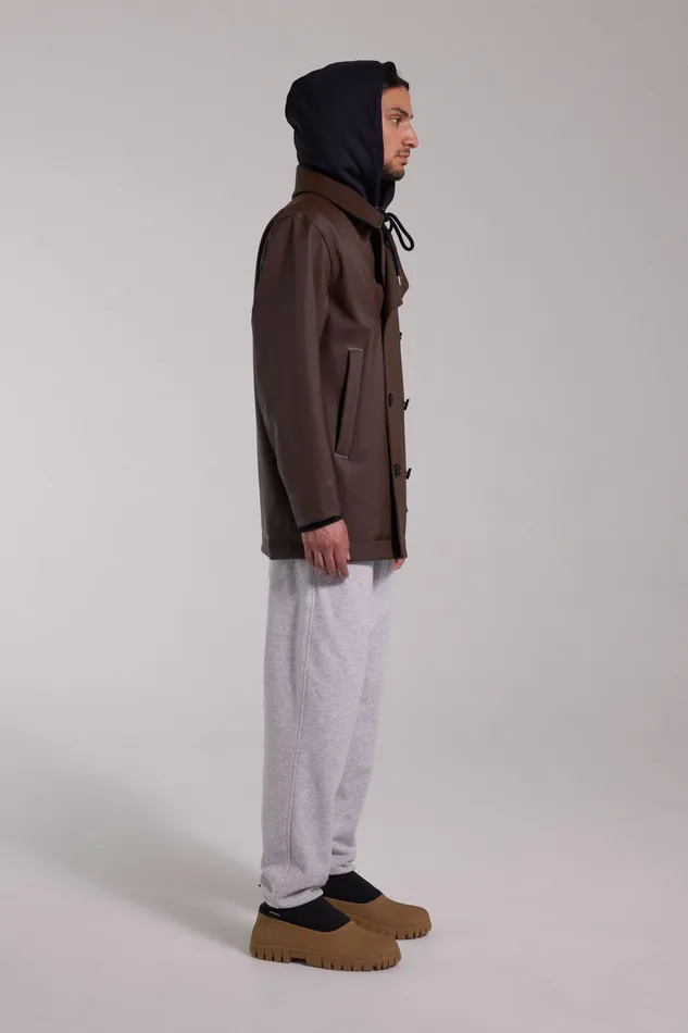 Winter Coats Men Stutterheim Tranholmen Double Breasted Raincoat Dark Brown