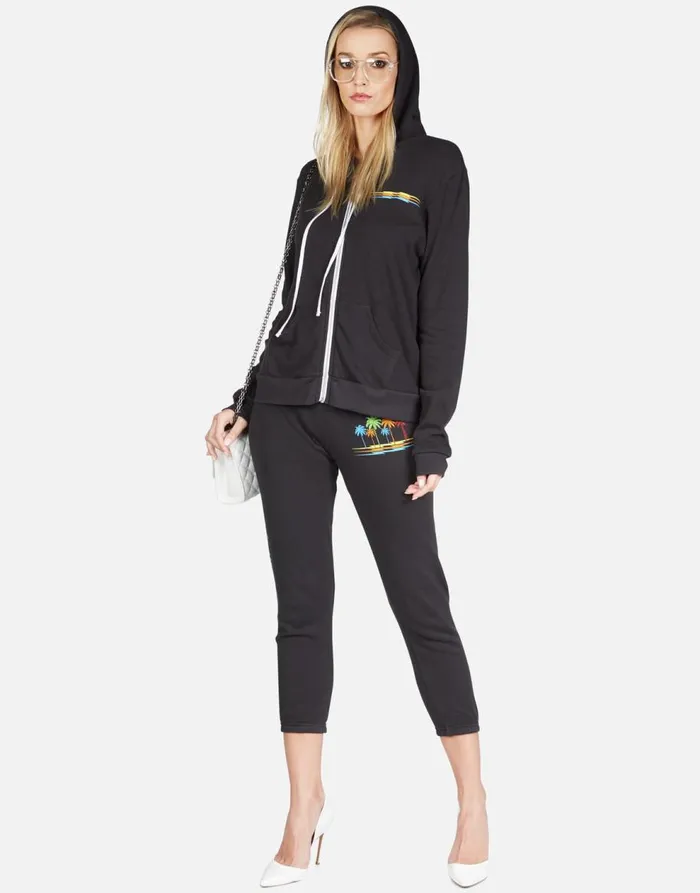 Women039s Alana Cali Dreaming Onyx Lauren Moshi Crop Sweatpants